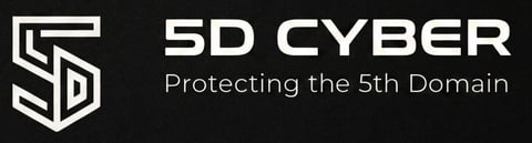 5D Cyber logo with tagline Protecting the 5th Domain on black background